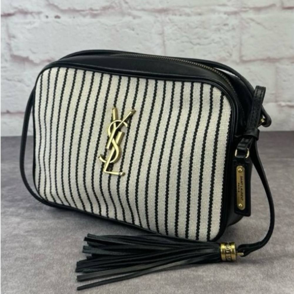 Yves Saint Laurent 2021 Medium Canvas Lou Striped Nautical Bag